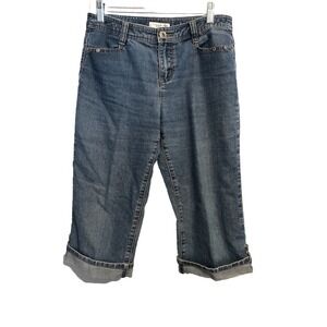 Christopher & Banks Womens Capris 4 Petite‎ Blue Denim Jeans Medium Wash Fall